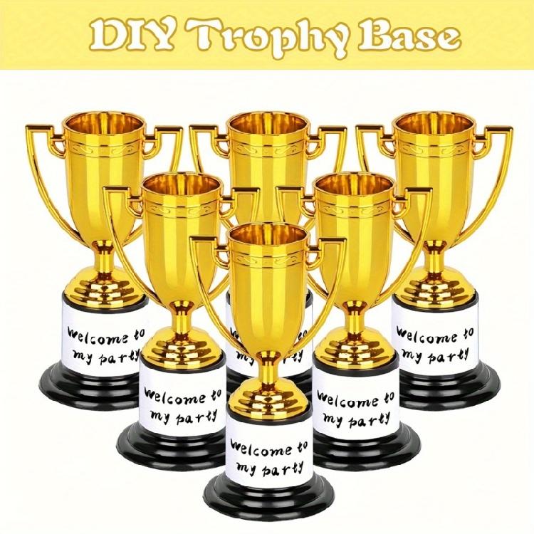 6Pcs Award Trophies Cups Soccer Medals Prize Cup Plastic Small Trophies Sports Meeting Reward Props Party Gifts Enduring