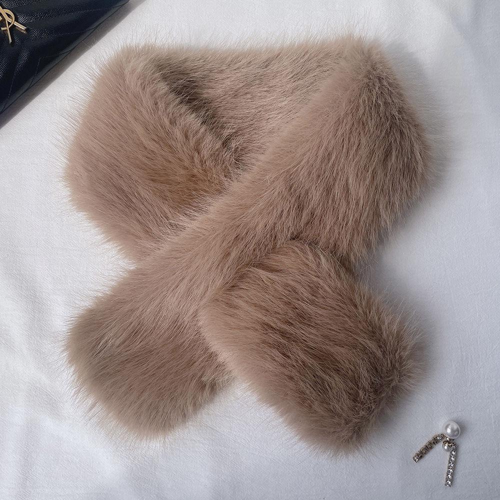 Solid Color Versatile Imitation Mink Fur Fashion Commuter Style Fur Collar Scarf for Women Light Luxury Furry Simple Scarf