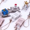 1PCS Dollhouse Miniature Wooden Sleigh Model Sled Ornament Christmas Vintage Living Scene Tree Hanging Decor Xmas Gift Pendant