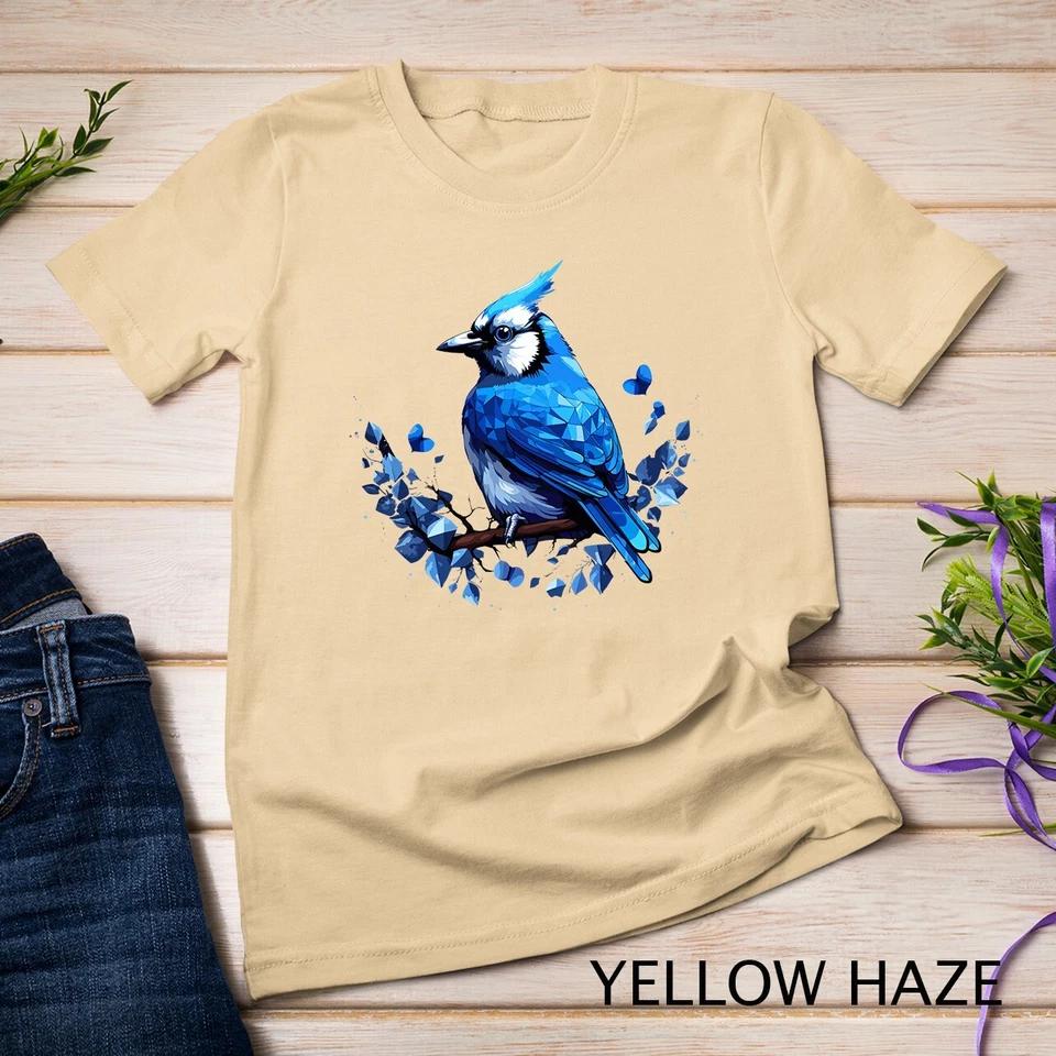 Blue Jay Geometric Patten Art,Cute Blue Jay Bird Lover Tee Unisex T-shirt 14 S