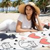 Cute Cat & Heart Print Beach Towel Kawaii Cat Lover Microfiber Towel For Summer Beach, Pool & Travel Use