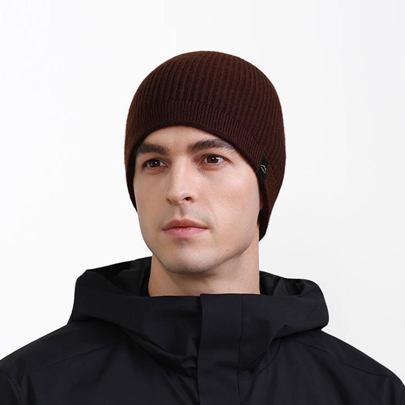 Căciulă Tricotată pentru Bărbați cu Circumferință Mare a Capului Toamnă Iarnă Căciulă Caldă din Lână cu Strat Dublu Căciulă Pulover pentru Călărie în Aer Liber