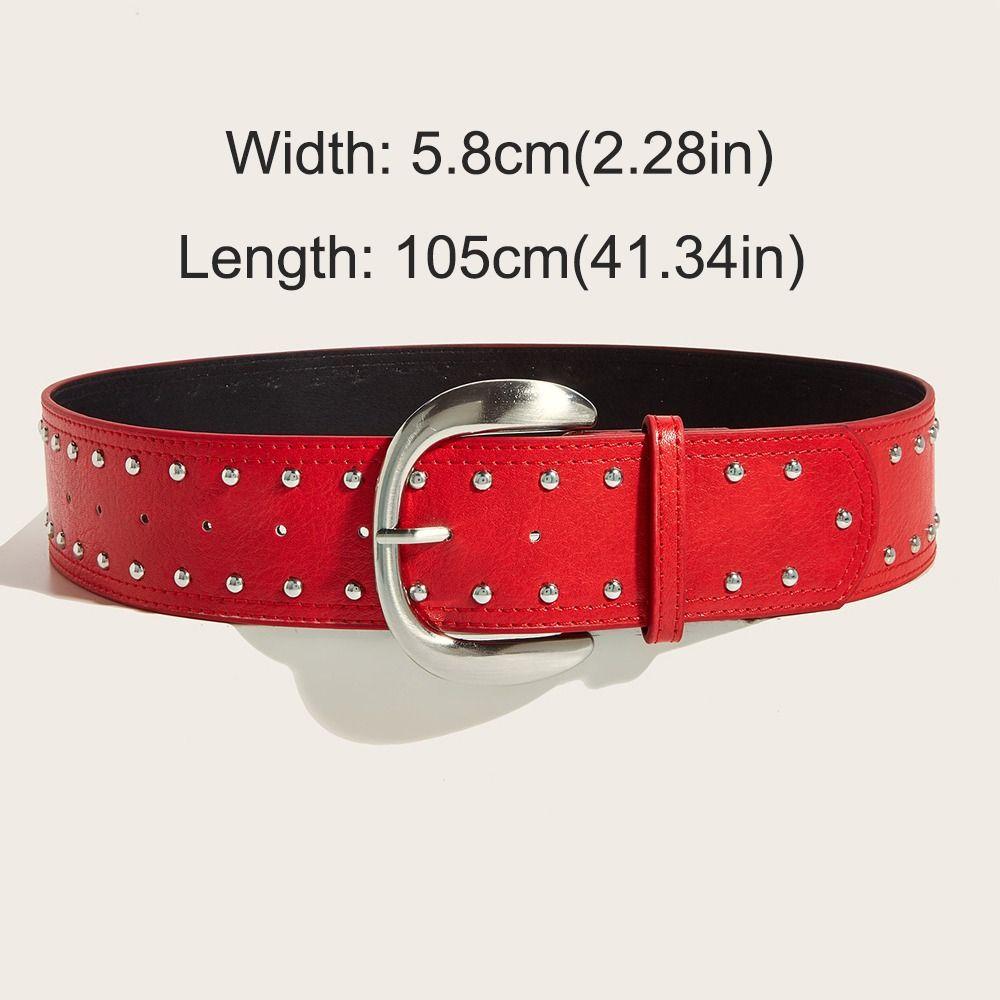 Heavy-Duty Design Sense Rivet Wide Belt For Women Vintage Y2k Versatile Skirt Jeans With Decorative Slimming Belt