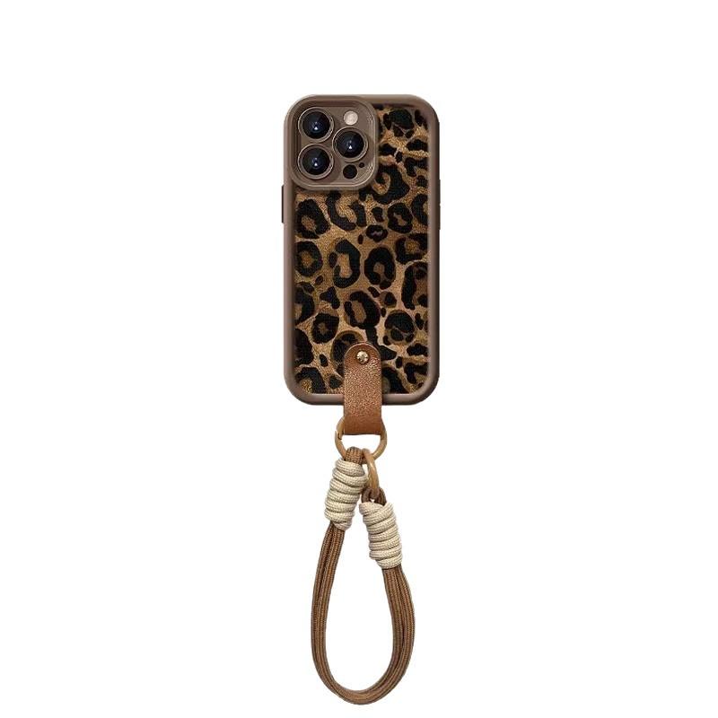 Leopard Print Hand Rope Is Suitable for Iphone17pro Mobile Phone Case Apple 15 Anti-drop 14 Women 16promax New Model X