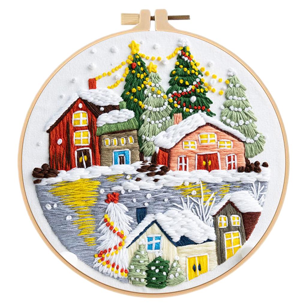 Cross Stitch Needlepoint Kit with Needle Thread Instructions Christmas Series Craft Needlework Multi-Purpose for Adults Beginner