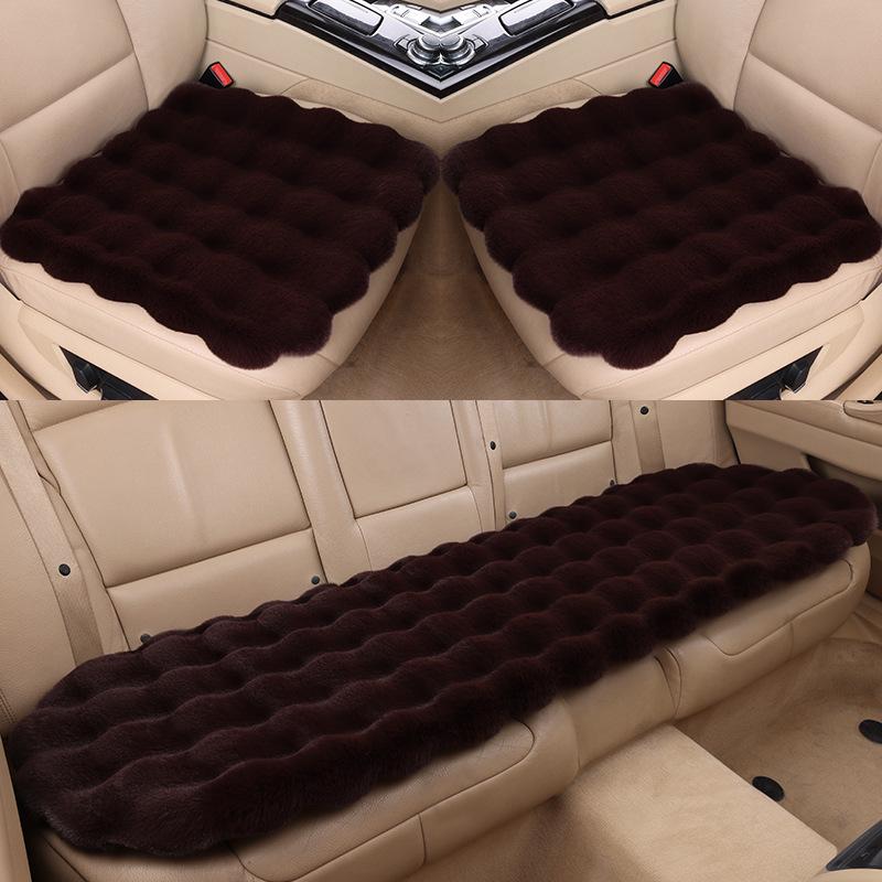 Winter Fleece Rabbit Fur Plush Car Seat Cushion 3-Piece Set