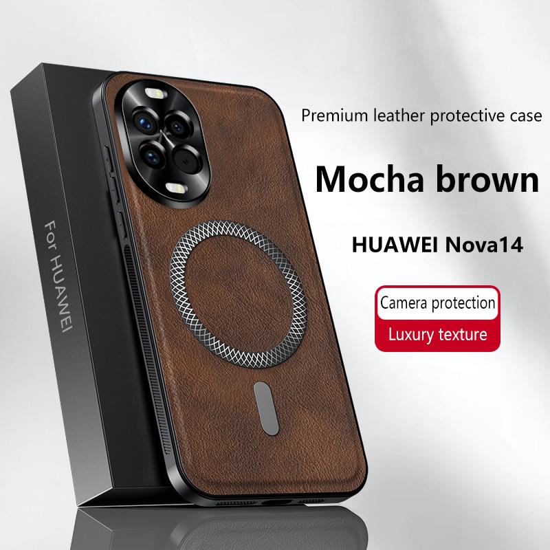 Lyxigt PU-läderfodral För Huawei Nova 14 Ultra 14 Pro Magsafe Magnetiskt Linsskydd Stöttåligt Skal För Huawei Nova 13 Pro
