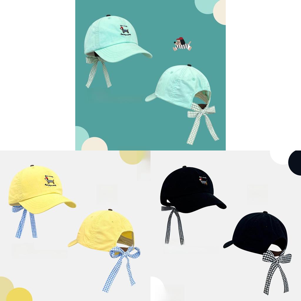 Korean Style Baseball Cap With Embroidered Dog Bowknot And Letter Design For Casual Women And Teens