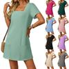Women's Summer Square Neck Short Sleeved Casual Dress
