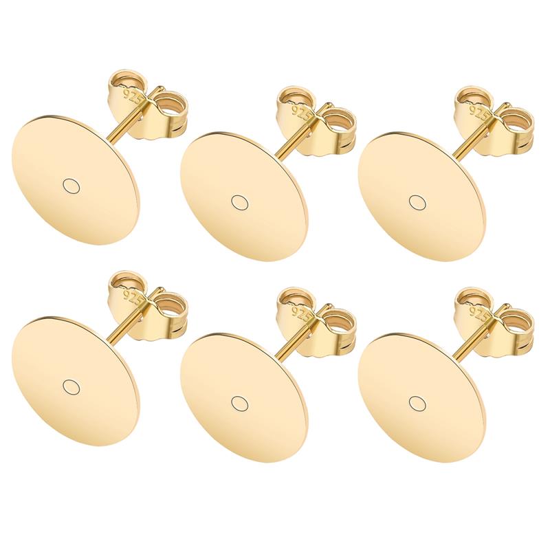 50pcs/lot 925 Silver Plated Blank Post Earring Studs Base Pin With Earring Plug Findings Ear Back DIY Jewelry Making Accessories