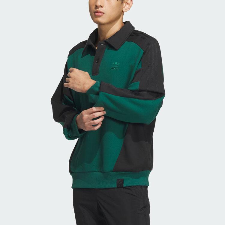 Adidas Originals Wing Chun Series Toc Crew Sweatshirt Color Block Loose Long Sleeve Unisex Sweatshirt Forest-Green IZ1537