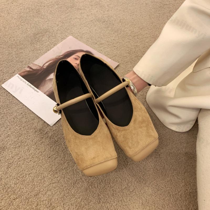 Fashion Women Mary Jane Shoes Fashion Leopard Square Toe Shoes Vintage Slip On 2025 Spring Autumn Soft Sole Suede Ballet Flat Shoes