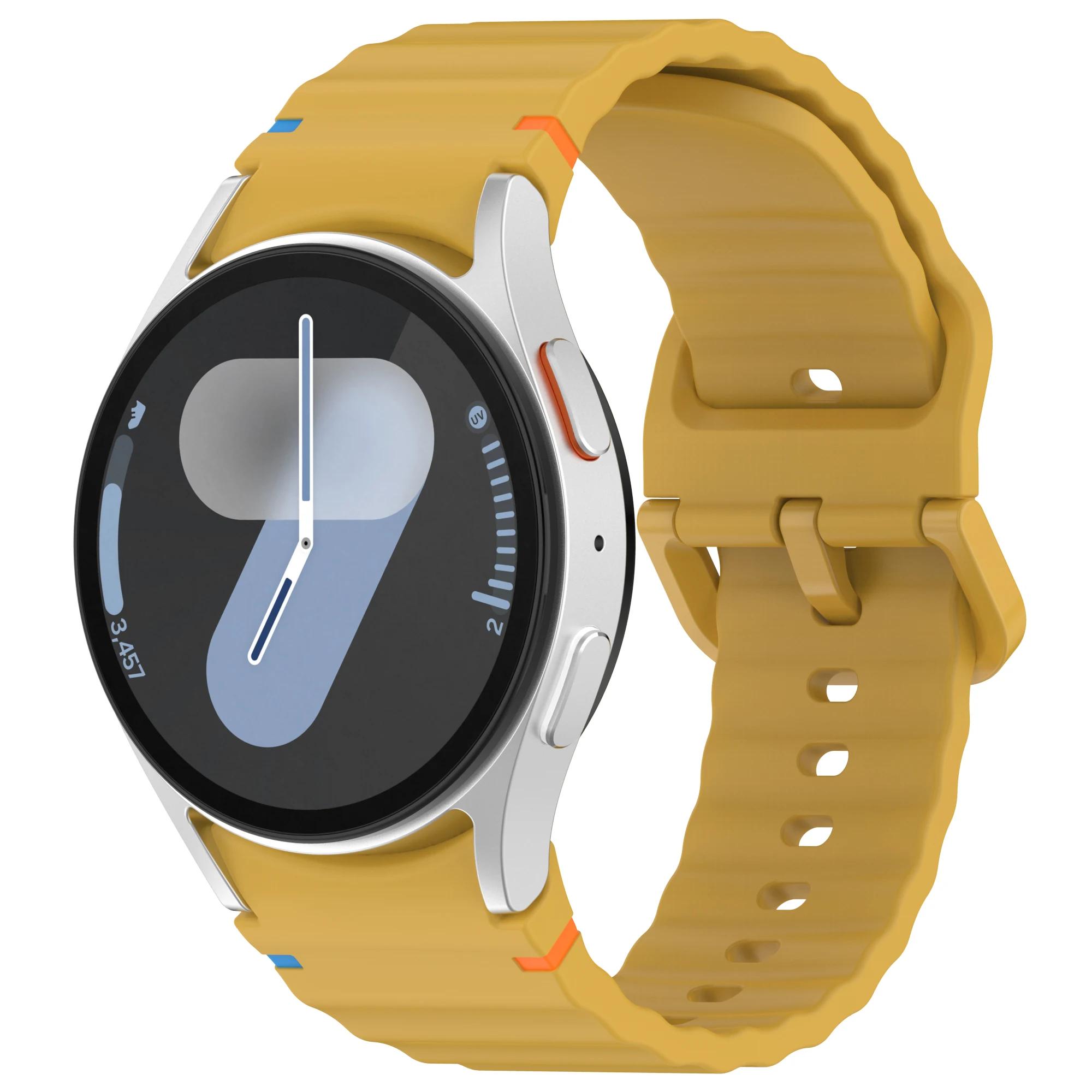 

Official Silicone Strap For Samsung Galaxy Watch 7/FE/6/5/4 44mm 40mm 5 Pro Wave Bracelet Galaxy Watch 6 Classic 47mm 43mm Band Watch 4 40mm 44mm жовтий