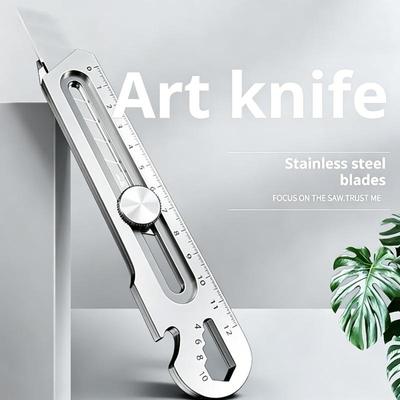 6 In 1 Multifunctional Stainless Steel Utility Knife Office Stationery Cutter Retractable Blade Art Knife All Purpose Tools
