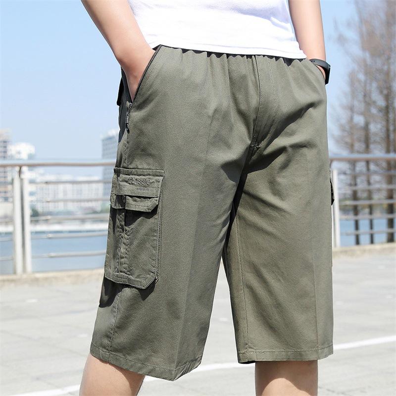 Men's Cargo Shorts Summer Loose Casual Pants Elastic Waist Large Size Outdoor Jogging Sweatpants Trend Multi Pockets Pants