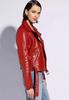 AL KHALID Motorcycle Style RED Women's Jacket Biker Stylish Real Soft Lambskin Leather