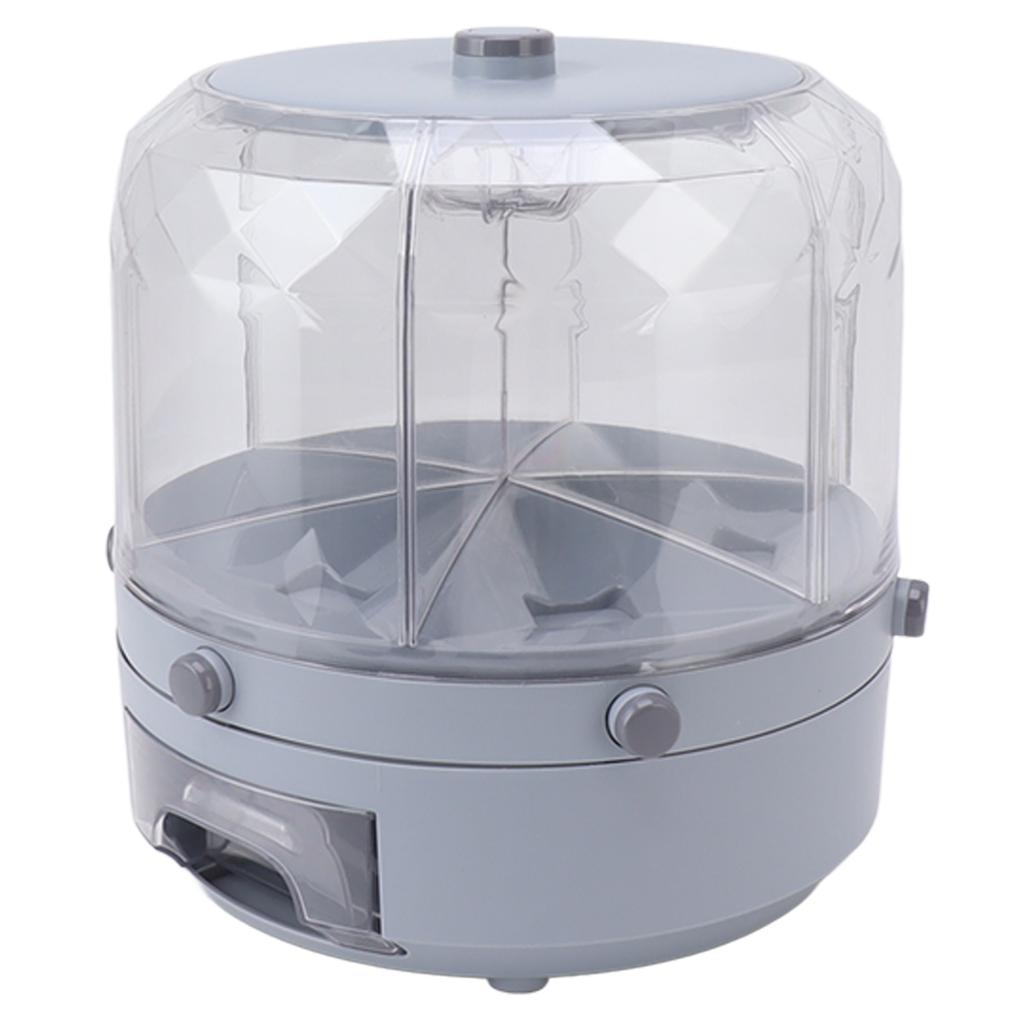 Rotating Rice Dispenser 13.2lb Capacity 6 Grid Airtight One Click Output Dry Food Storage Container