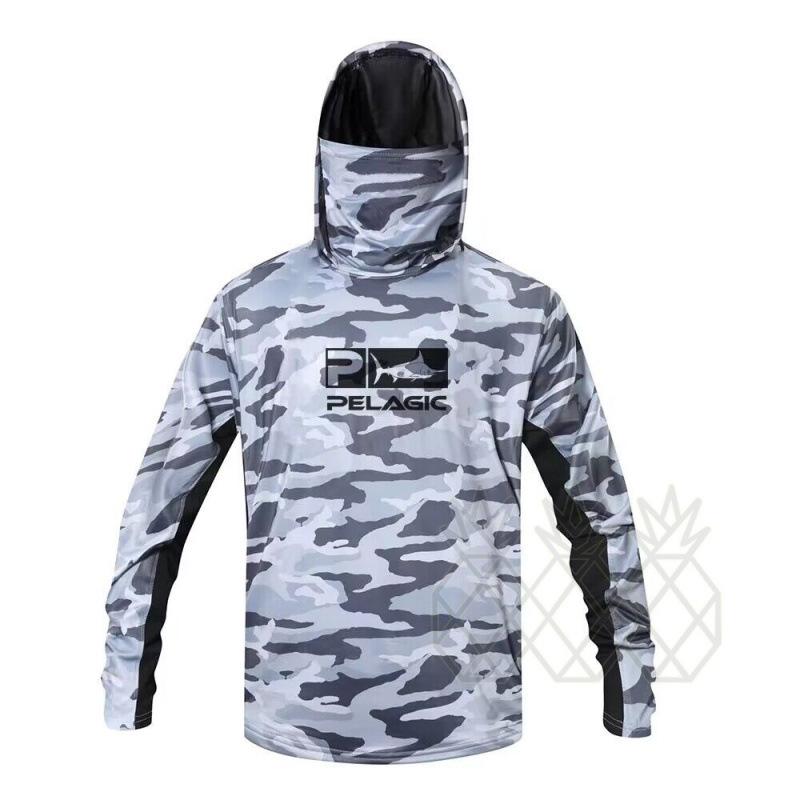 Take One PELAGIC Heren Zonwerende Vis Hoodie met Nekwarmer - IJszijde Gevoel, Lange Mouw. M
