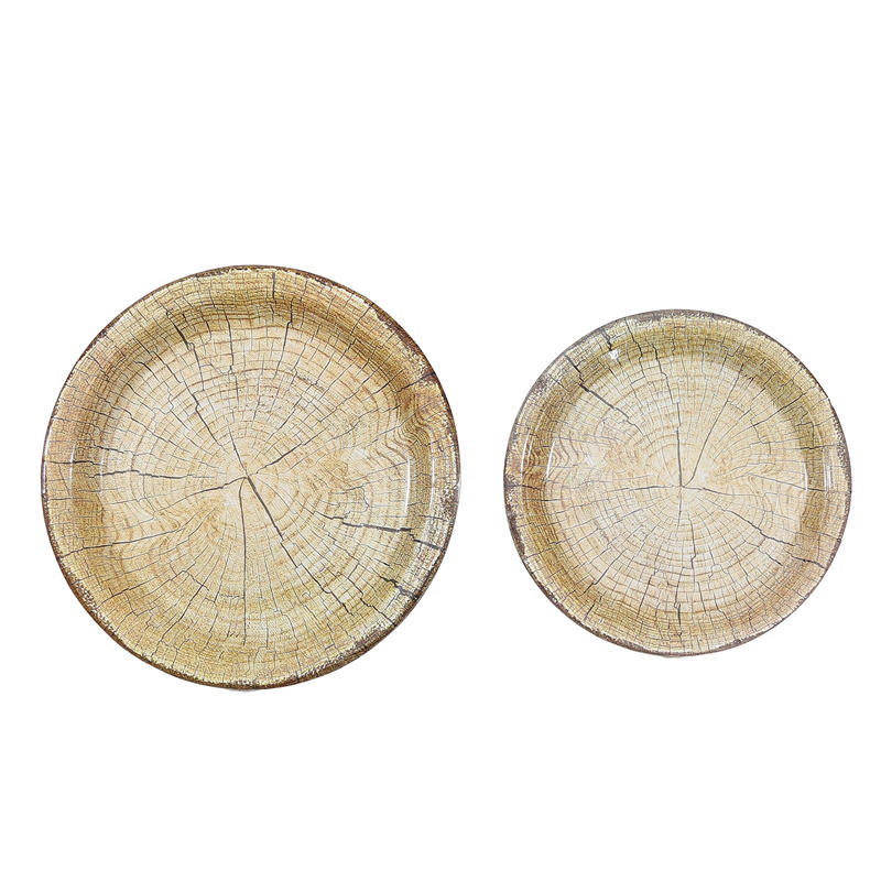 Natural Wood Grain Paper Plate Western Barn Themed Birthday Wedding Party Vintage Farmhouse Style Table Decor Supplies