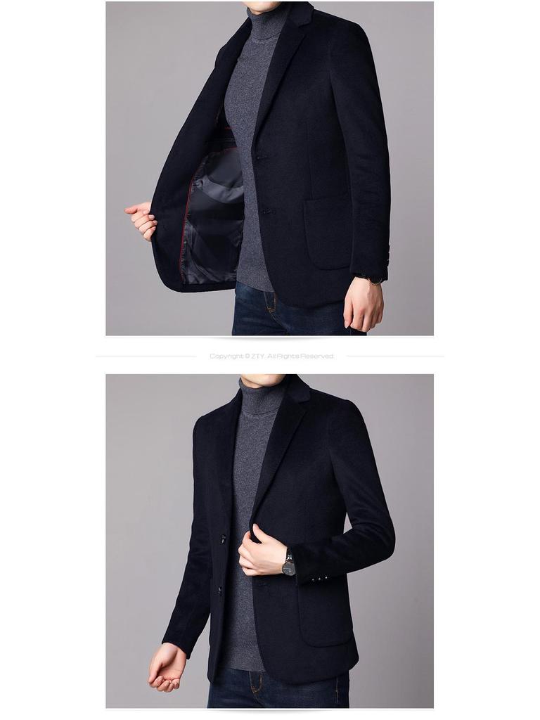 Men's Double-Breasted Cashmere Wool Overcoat & Casual Suit Set for Fall/Winter