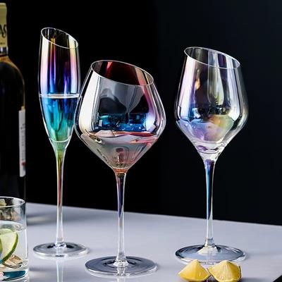 Copas de Copa de Champán y Vino con Bisel Creativo Copas de Cristal Transparentes Vasos de Colores Estilo Nórdico Ins Copa de Vino que Cambia de Color