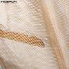 INCERUN Men Sleeveless See Through Hollow Out Loose Tank Tops