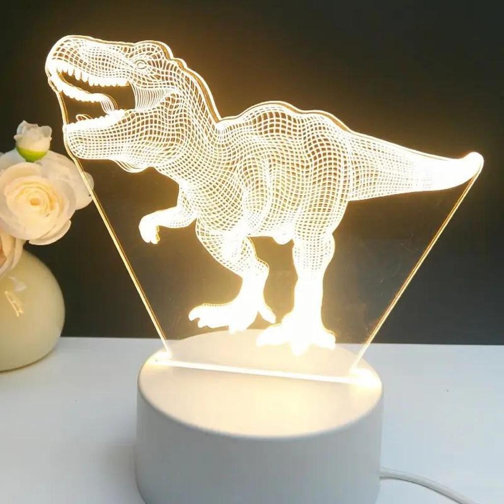 Night Light Lamp Dinosaur Tyrannosaurus Rex 3D Lamp Acrylic Night Light Decorative Decorations 19cm