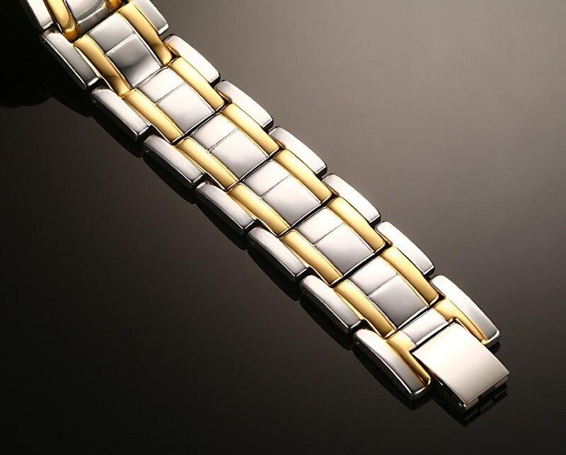 Rose Gold Color Titanium Steel Double Row Infrared Magnetic Bracelets Bangles Men Germanium Negative Fashion Jewelry
