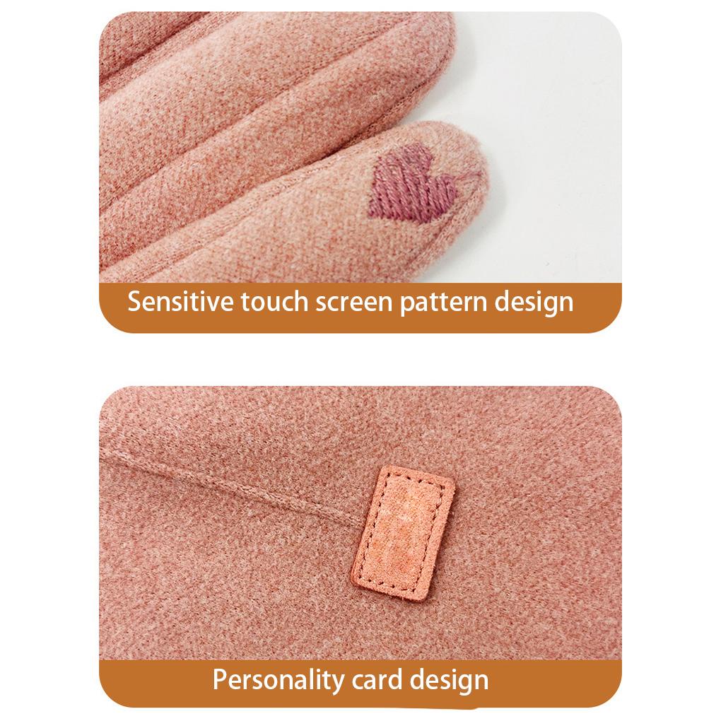 1 Pair Women Gloves Warm Velvet Thermal Mitten Portable Cold Weather Warmer Mitts Windproof Decoration Screen Soft