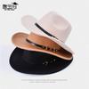 8445 Chapeau de jazz Chapeau de cowboy western Chapeau haut de forme de gentleman britannique pour homme Grand bord Pare-soleil extérieur Chapeau de protection solaire