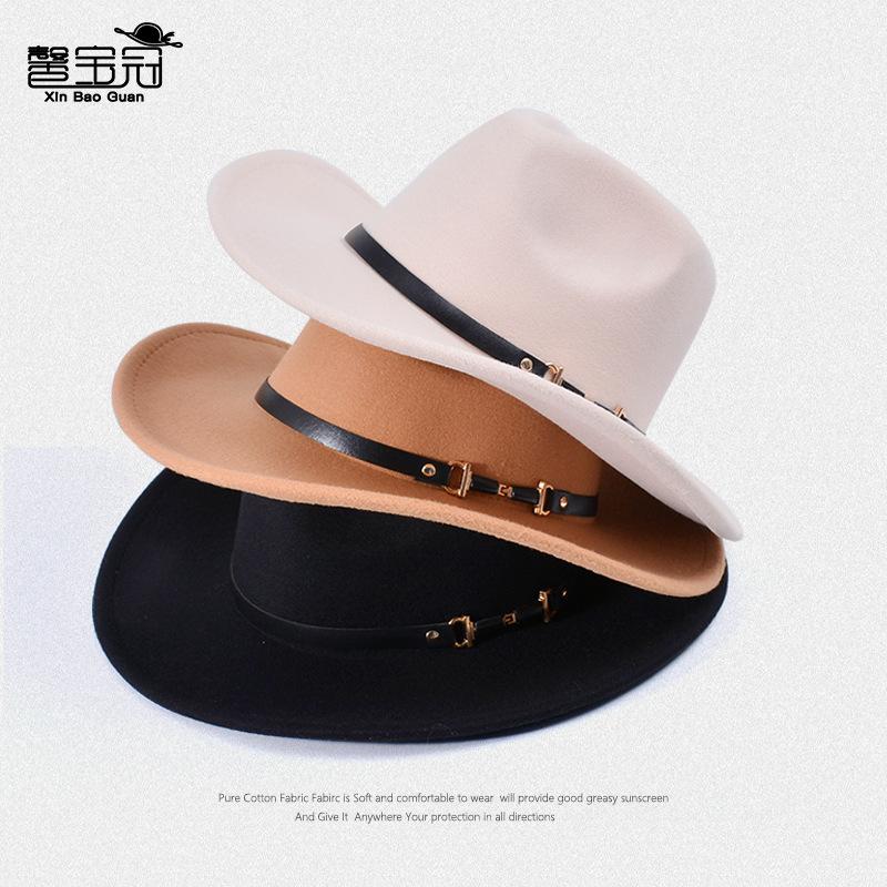 8445 Jazz hat Western cowboy hat Men's British gentleman's top hat Big brim Outdoor sunshade sun protection hat
