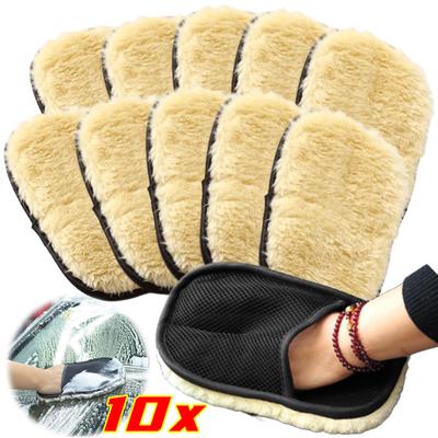 10 Stück Kunstwolle Autoreinigungshandschuhe Superabsorbierende Mikrofaserhandschuhe Kratzfeste Autowaschpads Auto Fahrrad Haushaltspflegehandschuhe