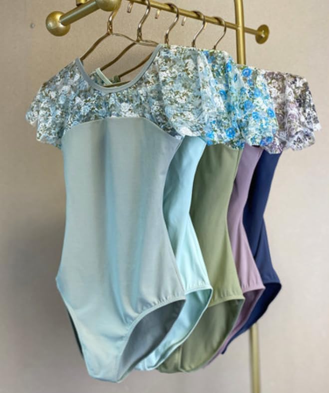 ProDance Dark Blue Stylish Fabric Short Sleeve Ballet Leotard PLHA019MA Dark Purple/Dark Half-Cup (L, Purple)