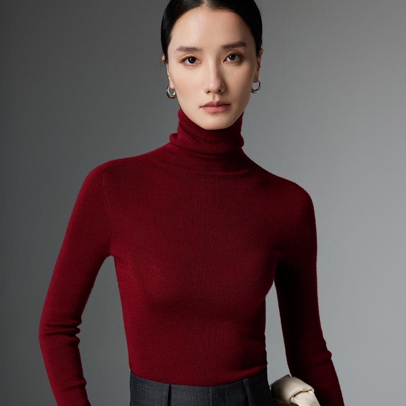 High-Quality Women's Chunky Knit 100% Wool Pullover Sweater - Autumn/Winter with Seamless Inner Layer & High Neck