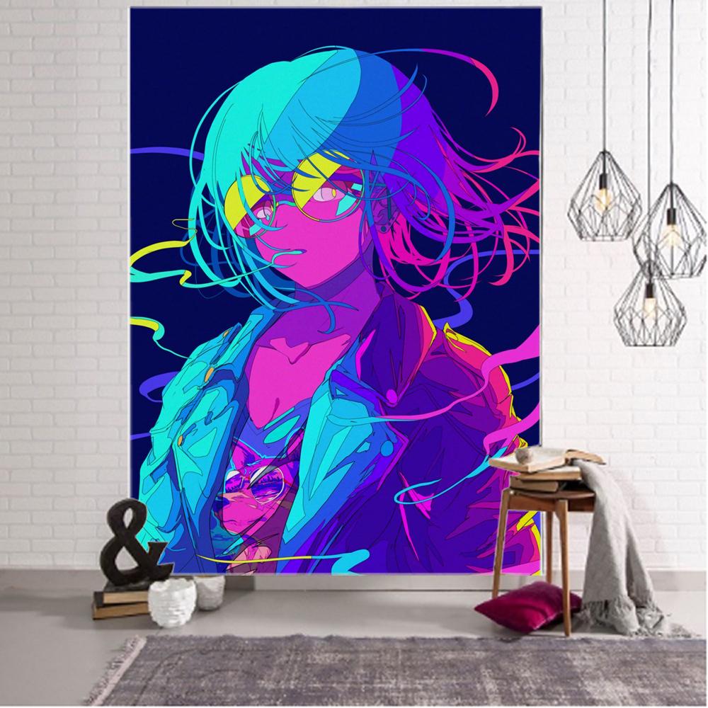 Japanese anime girl background decoration tapestry kawaii boho hippie wall decoration tapestry cartoon home background decoratio