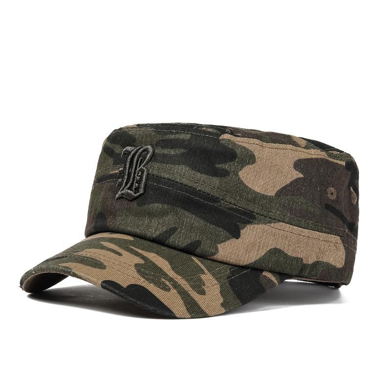 Camouflage Flat Top Hat Men's Outdoor Cotton Sun Hat