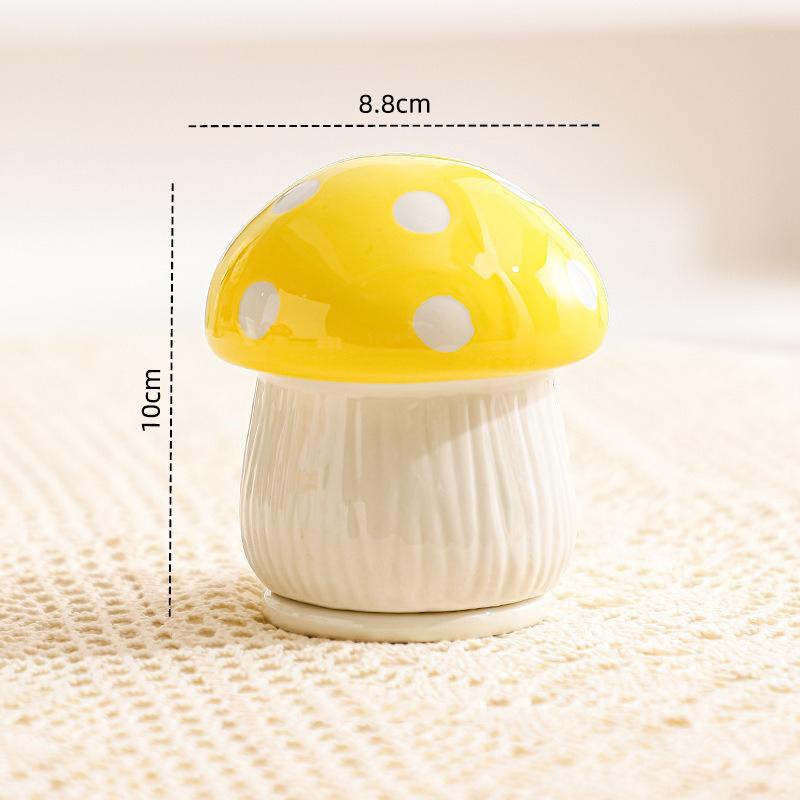 

Cute Mushroom Toothpick Holder Ceramic Floss Box Desktop Decoration жовтий