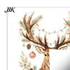 Glass Decoration Sticker Christmas Watercolor Reindeer Window Cling, Removable Reusable Elk Head Static Decorative Decals Decal, Animal for