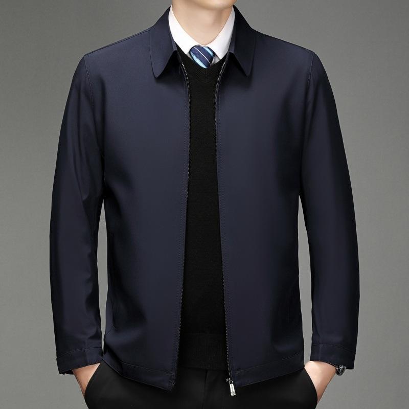Men's Spring and Autumn New Middle-aged Men's Jacket Lapel Thin Middle-aged and Elderly Business Casual Men's Jacket Dad Wear