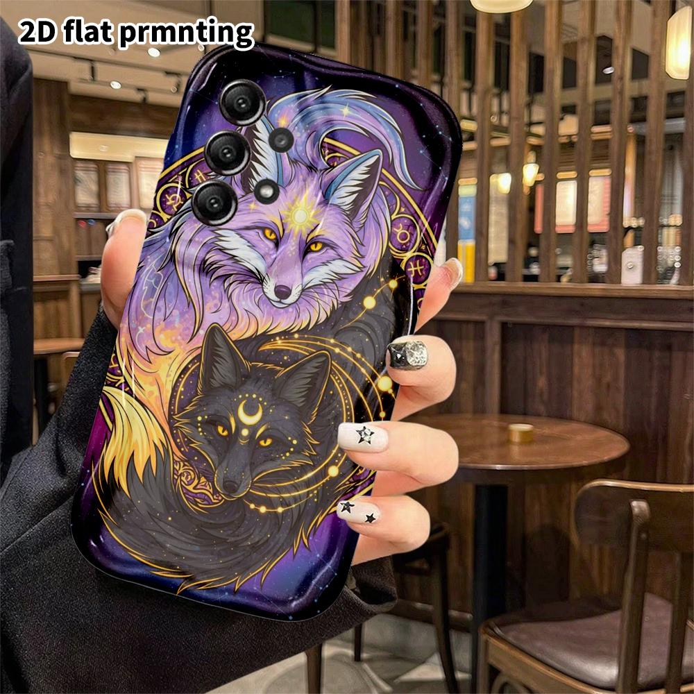 Phone Case: 2D Flat Samsung Galaxy A34 A35 M05 M06 S20 S22 S21 FE Plus 5G Protective Case, Sun, Moon, and Twin Star Fox, Christmas and Halloween Gift