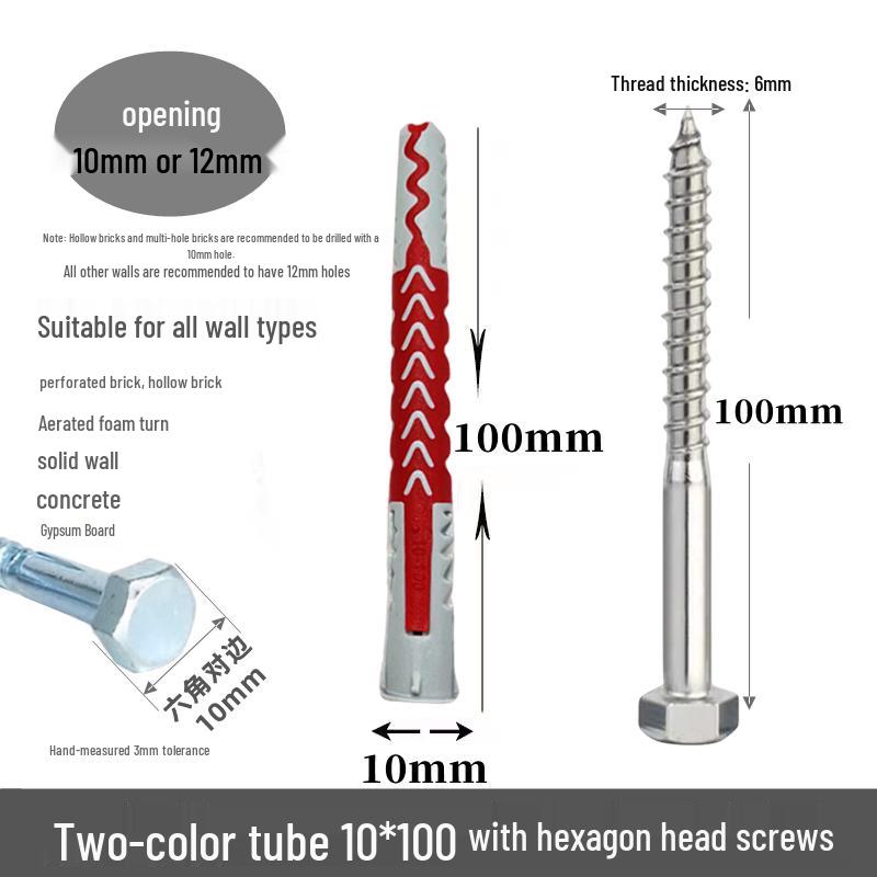 M10*50 Tetrahedron Plastic Expansion Tube for LCD TV Wall Mount & Outdoor AC Unit Bracket