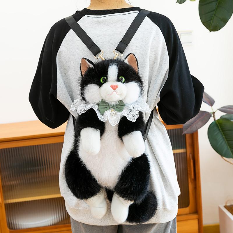 2026 Nowa Torba do Przechowywania Kotów Symulacja Uroczy Futrzany Plecak Męski Prezent Urodzinowy Trójwymiarowy Design Regulowany Pasek na Ramię