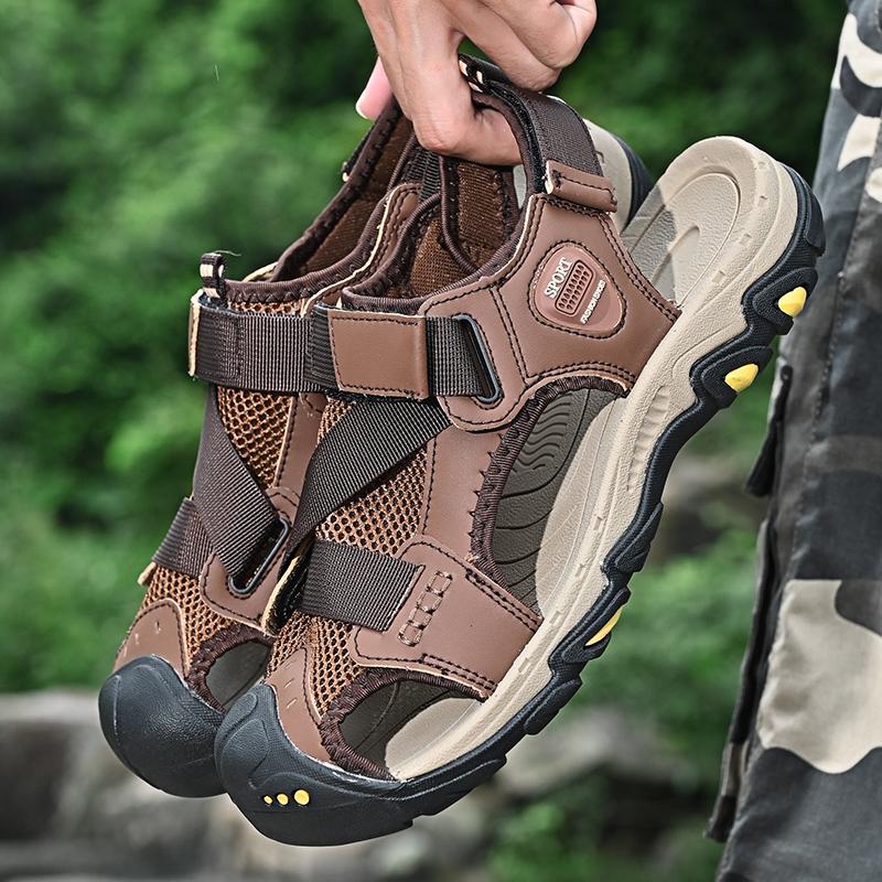 Fashion 2025 Fashion Sandals Men's LeatherAnti Slip Breathable Soft Sole Shoes For Men Summer Water Trekking Beach Slippers Size 38-46