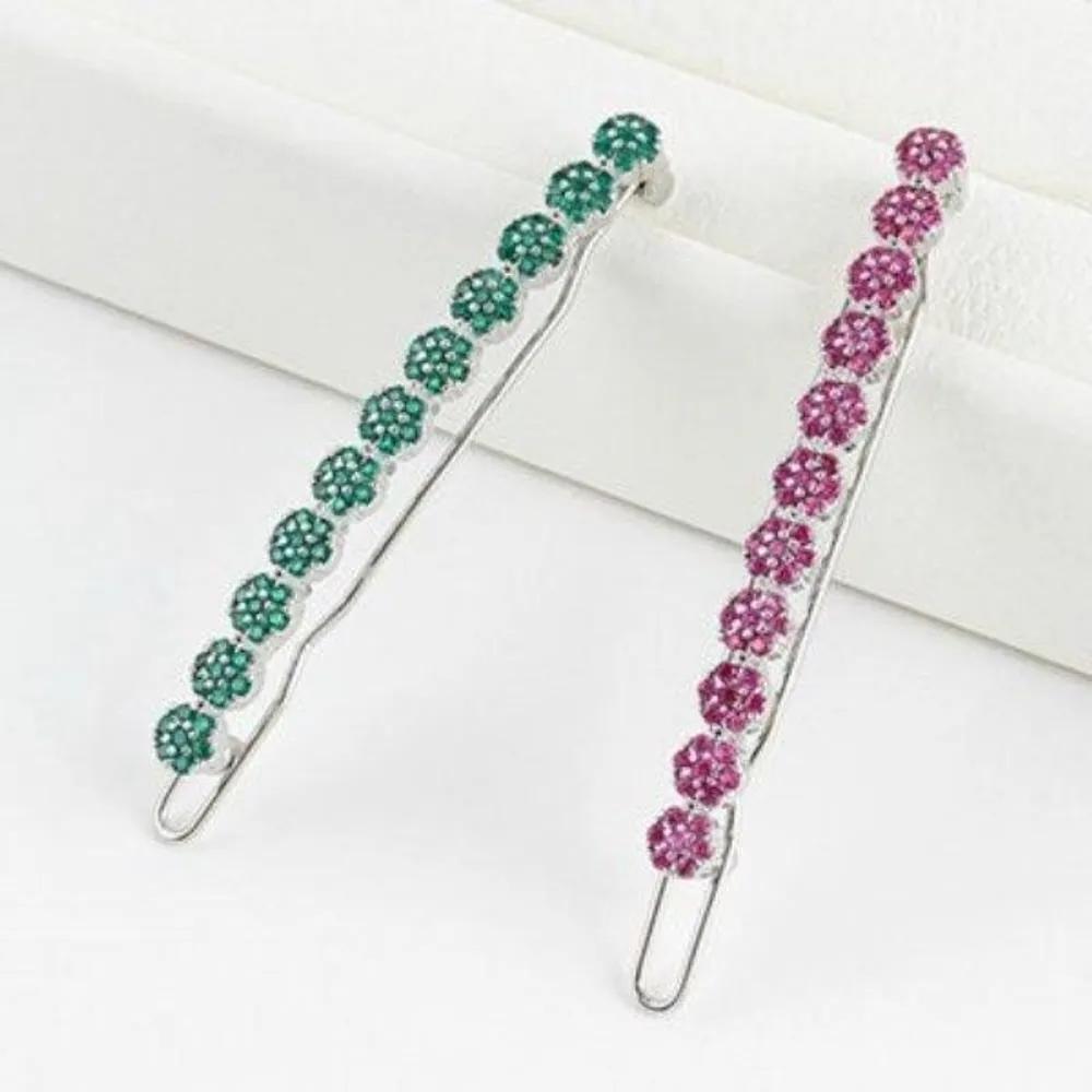 Women s Green Red Flower Line Hairpin A27137_1 FREE