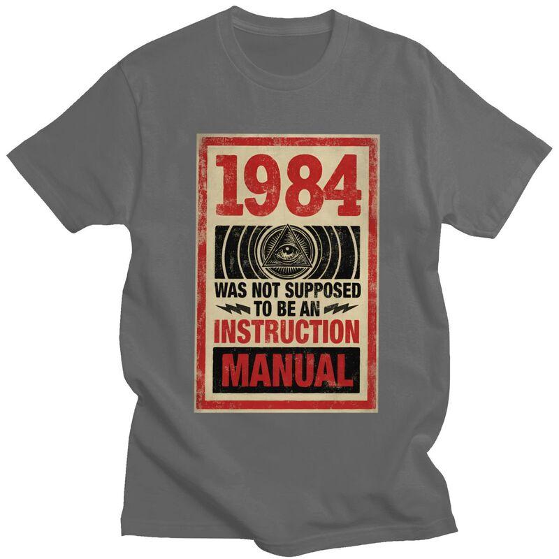 1984 George Orwell Big Brother T Shirt for Men Short Sleeves Novelty Awesome Clothing Streetwear Summer 100 Cotton Tee Tops