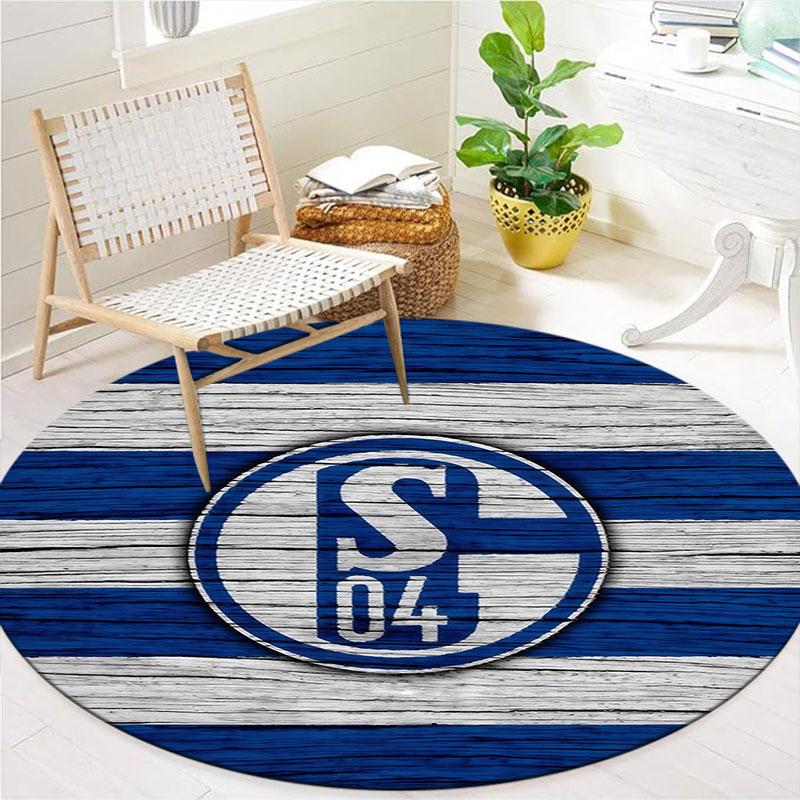 FC Schalke 04 Round Area Rug,Carpet Rug for Living Room Bedroom Sofa Playroom Decor,Non-slip Floor Mat