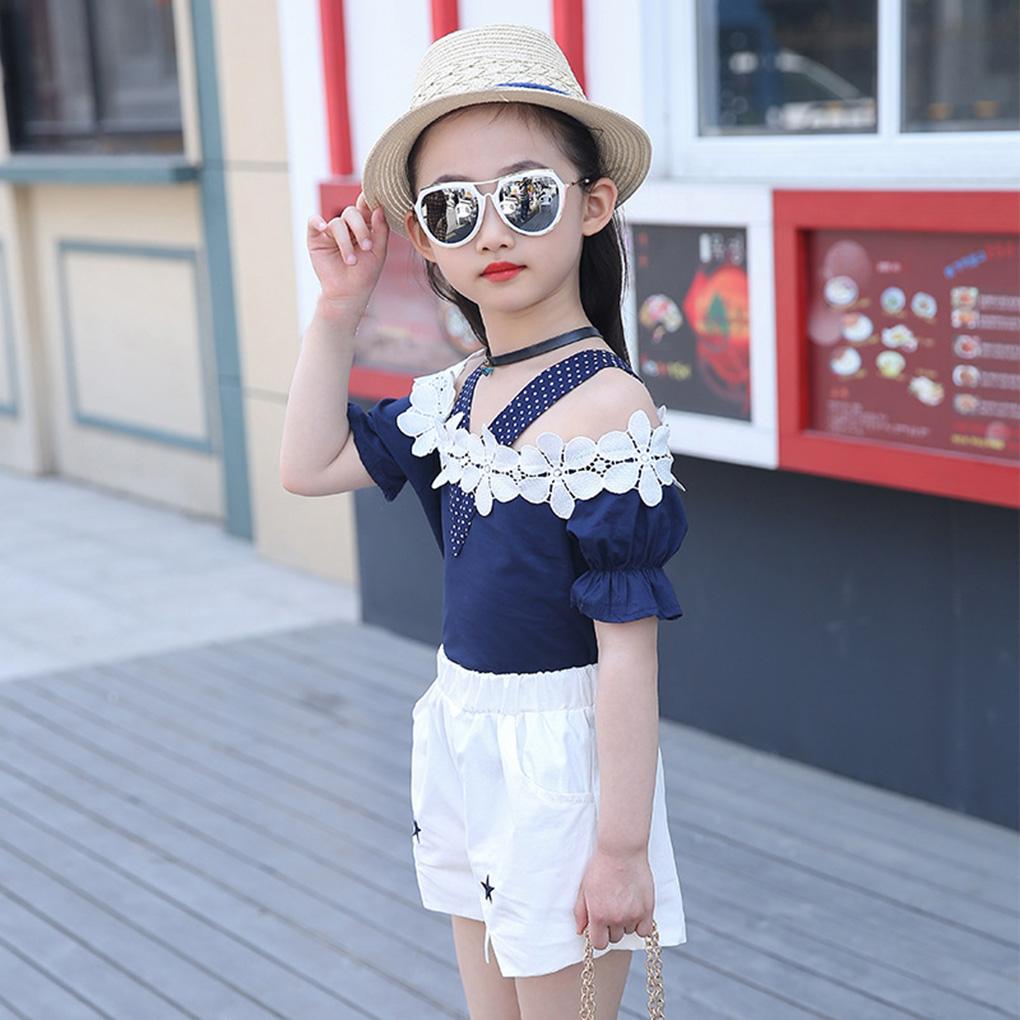 Kids Baby Girls Lace T-shirt Tops Pants Shorts Summer Outfits Clothes