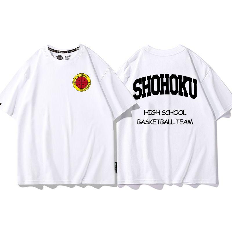 Cool anime Slam Dunk cartoon short-sleeved T-shirt for men summer front and back print loose clothes around Yukawa Kaede