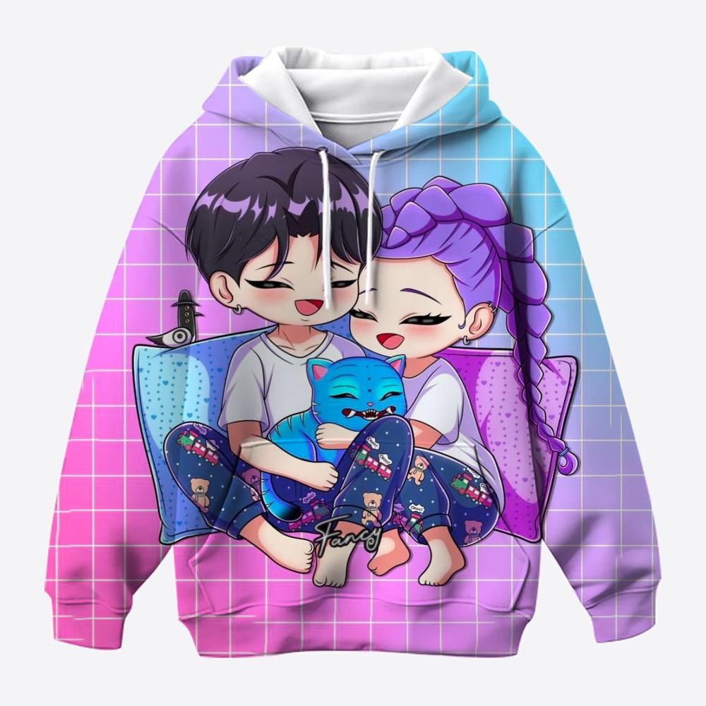 Y2K KPop Demon Hunters Hoodies Teenage Girls Boys Rumi KPop Demon Hunters Hoody Autumn Casual Long Sleeve Children's Clothing