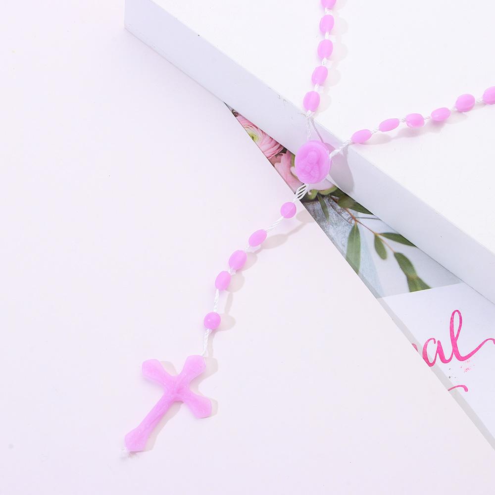 Rosary Necklace Jewelry Plastic Cross Luminous Religious Necklace